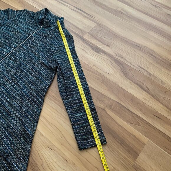 Comfy USA Top Womens Size Medium Blue Multicolor Marled Knit Full Zip Tunic Top - Picture 5 of 8